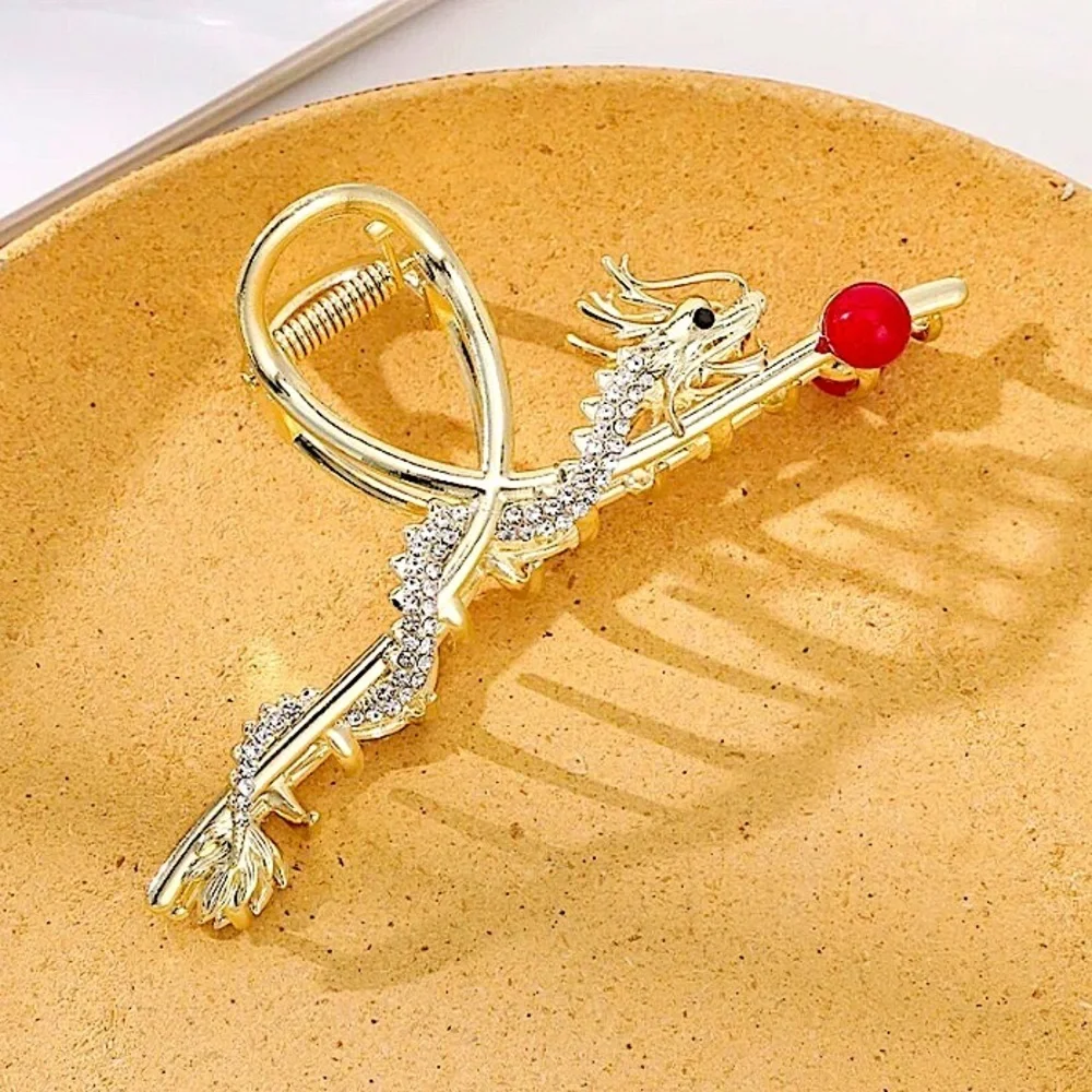 Gold Rhinestone Dragon Hair Claw Hair Accessory